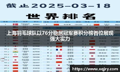 上海羽毛球队以76分稳居冠军赛积分榜首位展现强大实力